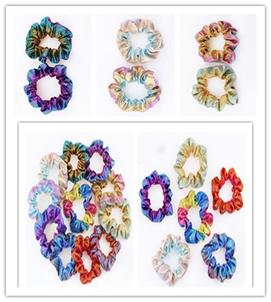 

2020 women girls laser fabric hair band rope headbands big child bronzing laser headress flower pig intestine circle hair rings new e22610, Slivery;white