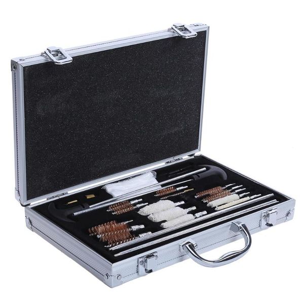 

gun cleaning kit 28 pcs aluminium rods brush accessories plus 50 cleaning pads universal rifle pistol firearm maintenance