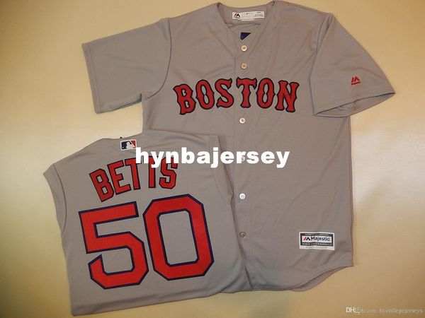 

custom majestic boston 50 mookie betts sewn cool base baseball jersey gray xl mens stitched jerseys big and tall size xs-6xl for sale, Black;blue