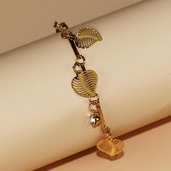 

link, chain european and american golden simple hollow leaves personality design sense bracelet women, Black
