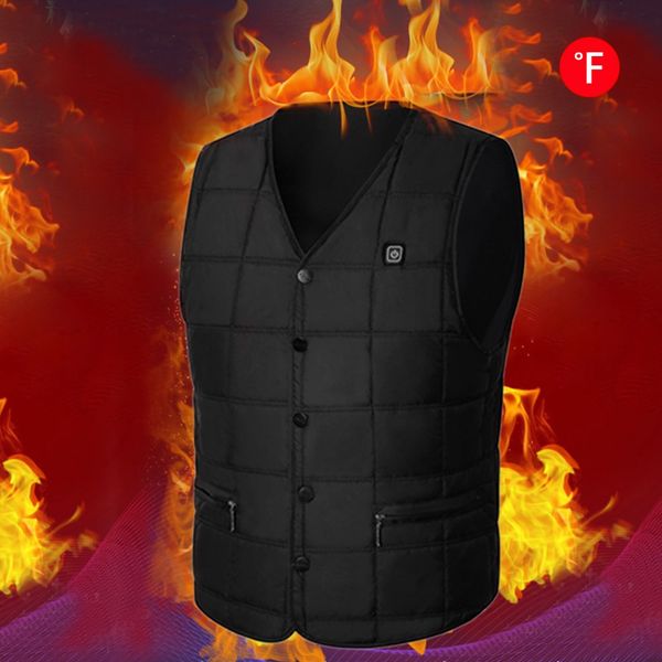 

2018 new heating vest fashion v-neck winter warm vest for men and women usb charging skiing black color m-3xl gift, Black;white
