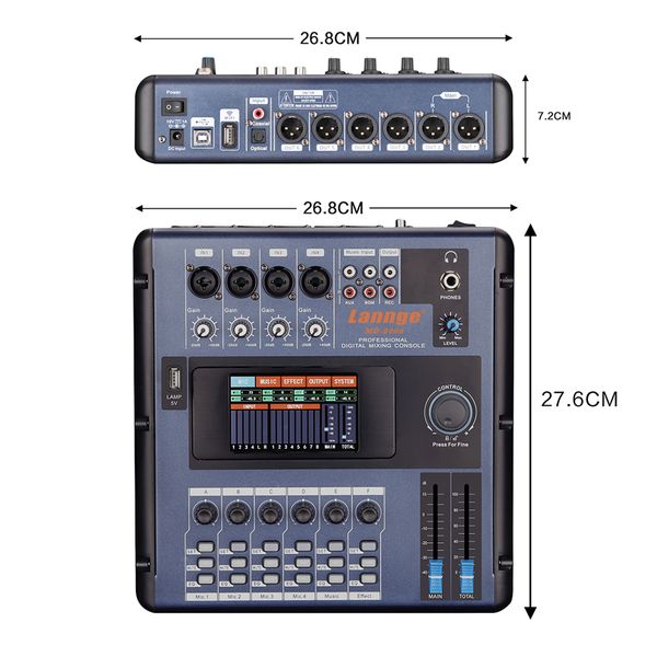 

lannge md-2006 6-channel digital mixing console mixer lcd touch screen built-in effects with usb interface for recording dj