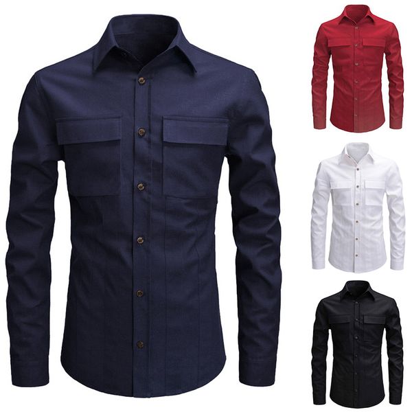 

new arrival men shirt slim fit long sleeve casual button down shirts mens business office work chemise homme -2xl, White;black