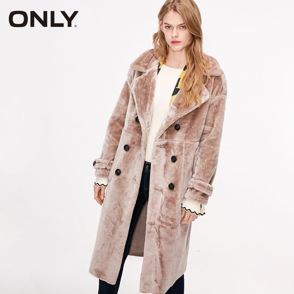 

only winter women double-breasted mid-long faux fur coat jacket teddy bear coat| 118322509 y190926, Black;white