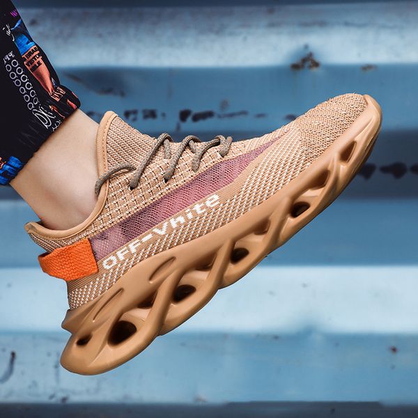 

men lightweight blade running shoes shockproof lack up breathable male sneakers height increase walking gym shoes man, Black