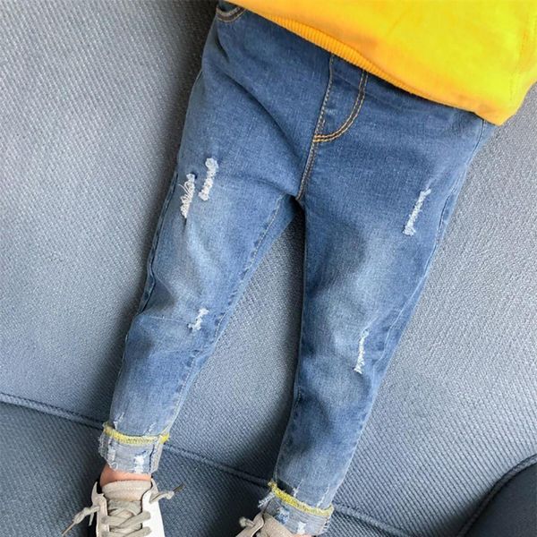 

2019 new autumn toddlers infant kids denim pants jeans baby stretch waist long pants trousers bottoms, Blue