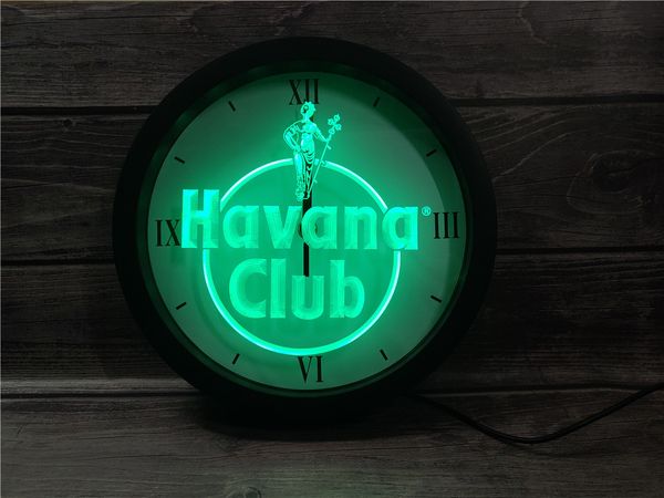 

0e218 havana club rum app rgb led neon light signs wall clock