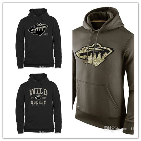 

new minnesota wild mens sweatshirt salute to service sideline therma performance pullover hoodie black olive hockey jersey ing, Blue;black