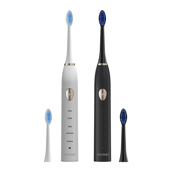 

minleaf ml-301 ipx7 waterproof electric toothbrush usb inductive charging 5 speed household toothbrush w-shape soft hair