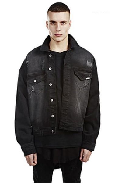 

джинсовые куртки для мужчин high street style дизайнерская куртка винтажный стиль жан черный хип хоп негабаритные пальто куртка весна новый, Black;brown