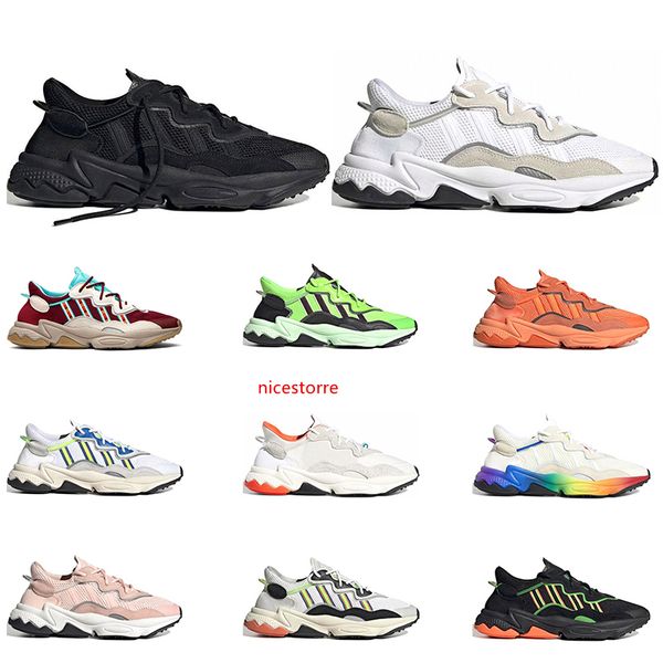 

2020 new ozweego men women casual shoes 3m reflective triple black cloud white solar red neon green pride outdoor sports sneakers size 36-45