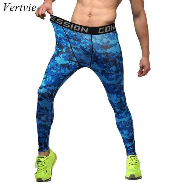

vertvie running tights men jogging sports legging gym fitness compression pants exercise quick dry trousers plus size sportswear, Black;blue