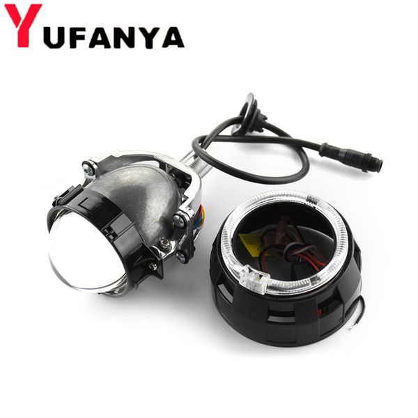 

bi led projector headlights lens 3.0 inch with angel eye shrouds hella5 light high and low beam auto headlamp light retrofit