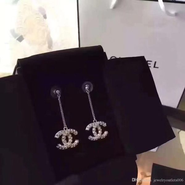 

luxury quality drop earrings with diamonds fashion metal letter earrings in s925 silver needle ps6738a, Golden