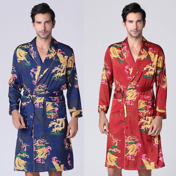 

men silk bathrobe long-sleeved foreign trade home service silk robe summer home bath robe men sleepwear service wear j10, Black;brown
