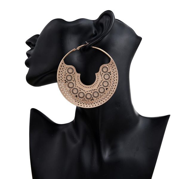 

bohemian women's earrings jewelry fashion summer vintage gold round pendant earrings exaggerated jewelry dangle, Silver