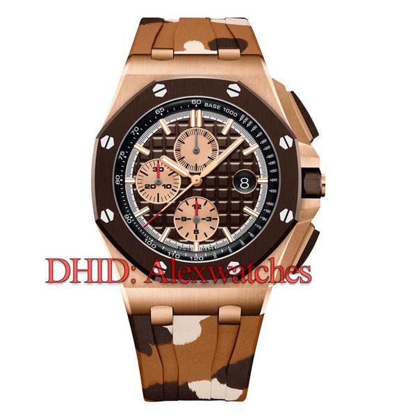 

новые мужские часы luxury designer спортивные часы 26400so.oo.a054ca.01 зеленый ободок армейский резиновый ремешок секундомер хронограф квар, Slivery;brown
