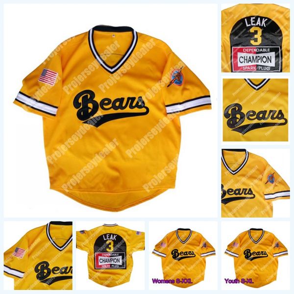 3 Kelly Leak Bad News Bears Gold 1978 Vá para o Japão Jersey de beisebol 12 Tanner Boyle para homens da mulher juvenil Double Ed S-4xl