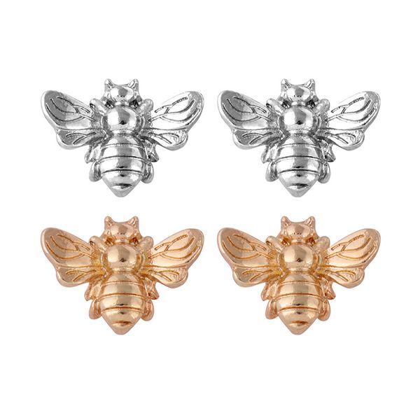 Simpatici orecchini a forma di ape color argento/oro. Piccoli orecchini alla moda per insetti, mosche, uccelli, miele, orecchini a forma di ape creativi e carini