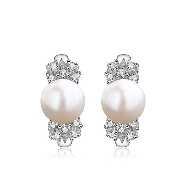 

fashion jewelry 925 sliver pearl stud earrings, Golden;silver