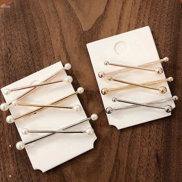 

aomu 1pc korea minimalist metal hair clips x shape gold silver color hairpins hair accessories for women girls hairgrip, Golden;white