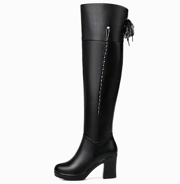 

sunny everest 35-41 women winter boots 2019 new high-heeled knee boots rhinestone botas hasta la rodilla mujer, Black