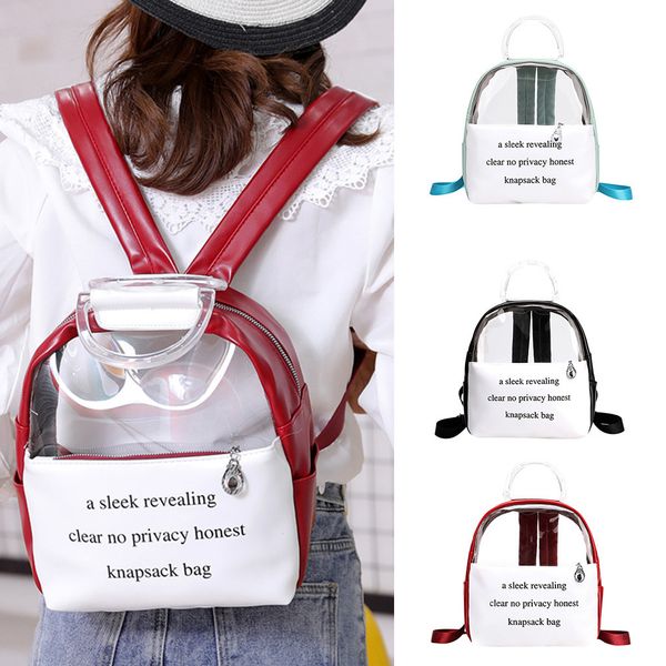 

women fashion letter transparent travel backpack quality fashion school backpack for 2019
