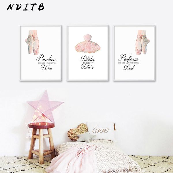 

ballet dancing wall art canvas poster nursery print motivational quotes painting wall picture baby girls bedroom decoration