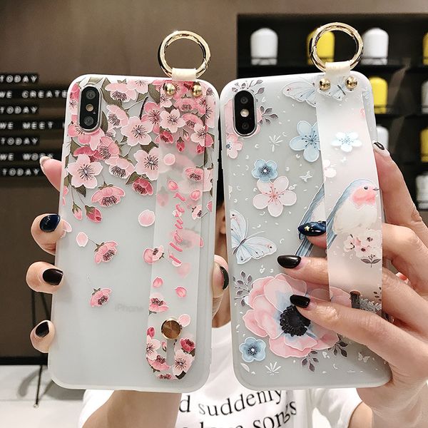 

transparent wristband mobile phone case for iphone11pro x xs female models 7/8plus anti-drop silicone protective cove
