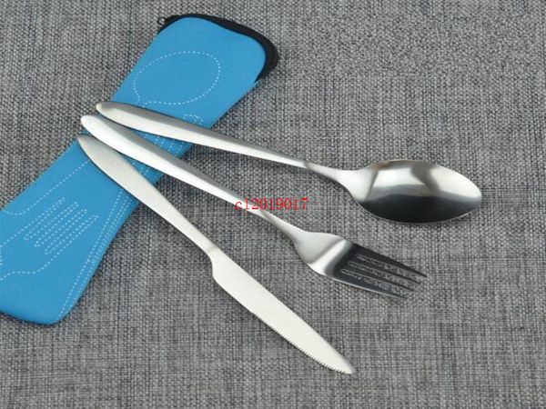 Kostenlose Ankunft Silber- und Tischgeschirr Set hochwertiges Edelstahl -Abendmesser und Gabel- und Suppenkaffee -Löffel Teelöffel Besteck 3pcs/Set