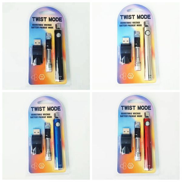 

Twist режим E Cigarette Kit 650mAh эга Twist VV батареи Vape Pen 0.5ml 1,0 мл Беспроводной картридж USB зарядное устройство густое масло