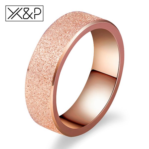 

x&p fashion charm rose gold frosted finger rings for women men wedding 316l stainless steel ring jewelry never fade, Slivery;golden