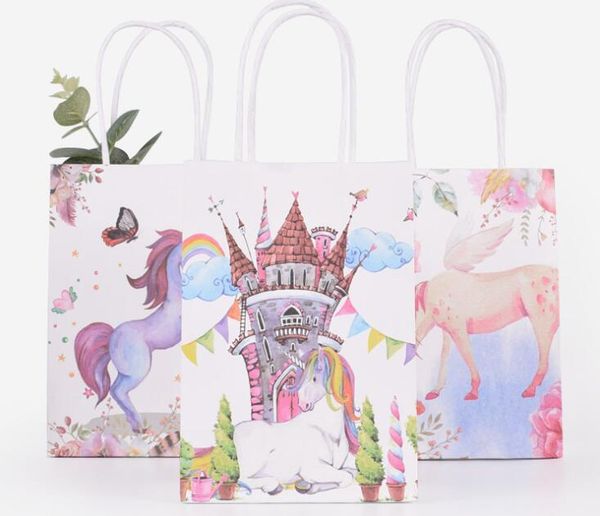 

единорог крафт-бумага подарочная сумка с ручкой упаковка поставок мешок конфеты конфеты упаковка мешки для день рождения свадьба