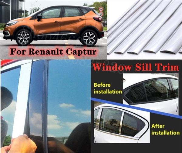 

puou high-quality car full window pillar trim cover stainless steel chrome decoration for captur car styling