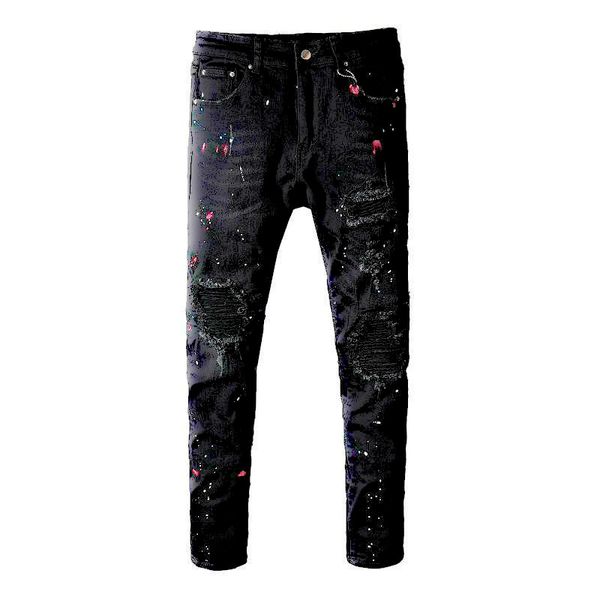 

fashion brand mens designer jeans hip hop style distressed zipper arn21 jeans mens ripped denim pants black designer sale, Blue