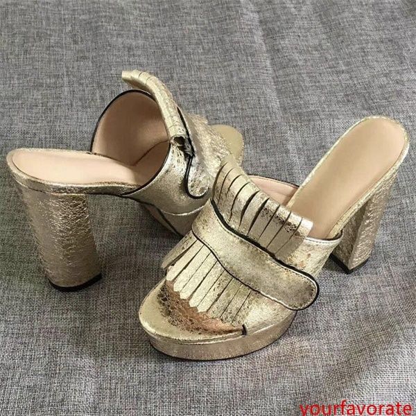 

luxury women platform sandal suede mid-heel slide designer shoes party wedding slipper sandals marmont real leather 7.5 11cm with box us11