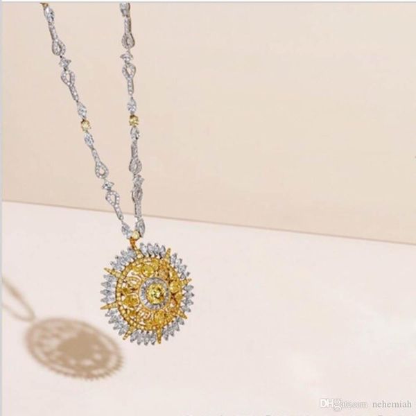 

high-end luxurious ball lady necklace party gathering royal yellow sun necklace circular superior quality queen fan er noble