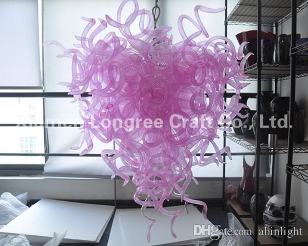 Hängelampen C59-Italy Design Rosa mundgeblasene Kristallleuchten Schlafzimmer Dekorative herzförmige maßgeschneiderte Murano-Glasketten-Kronleuchter