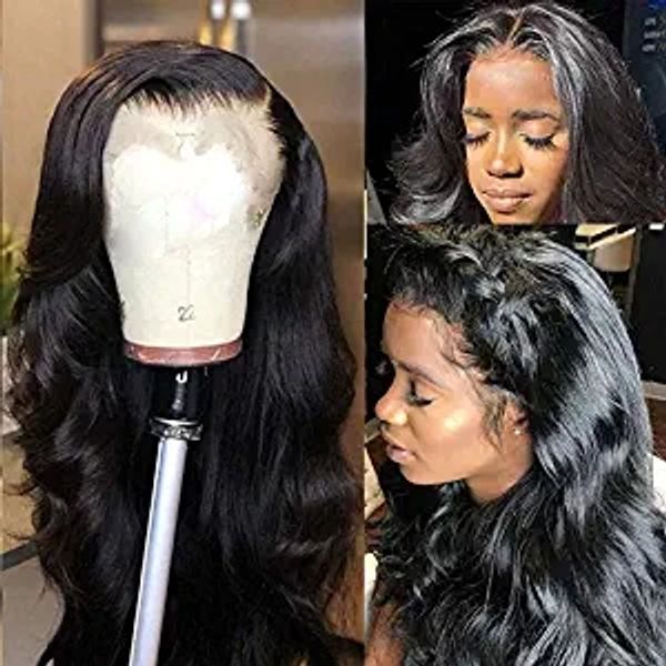 

360 lace frontal wigs body wave pre plucked african american 150% density laces front human remy hair for black women natural diva1, Black;brown