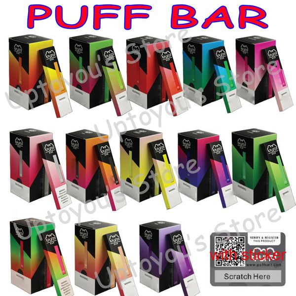 

Новый Puff Бар Одноразового Vape Pen 280mAh Аккумулятор 1,3 мл Патрона Бобы Vape Ручка 13 цветов слоеных баров