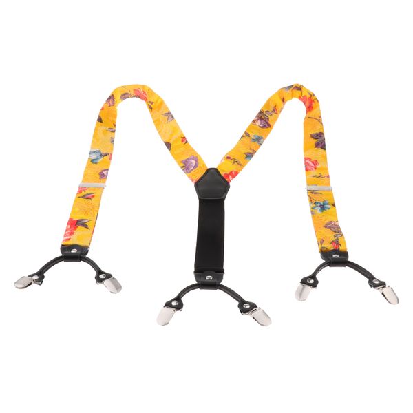 

flower prints mens suspenders for men with clips y back design pant clip, Black