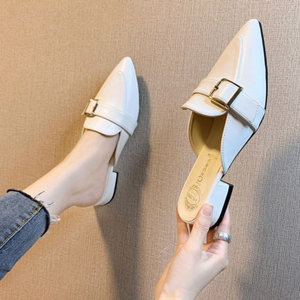 

baotou sandals and slippers female summer wear thick with lazy fashion wild half-drag women's shoes small fragrance wind muller, Black