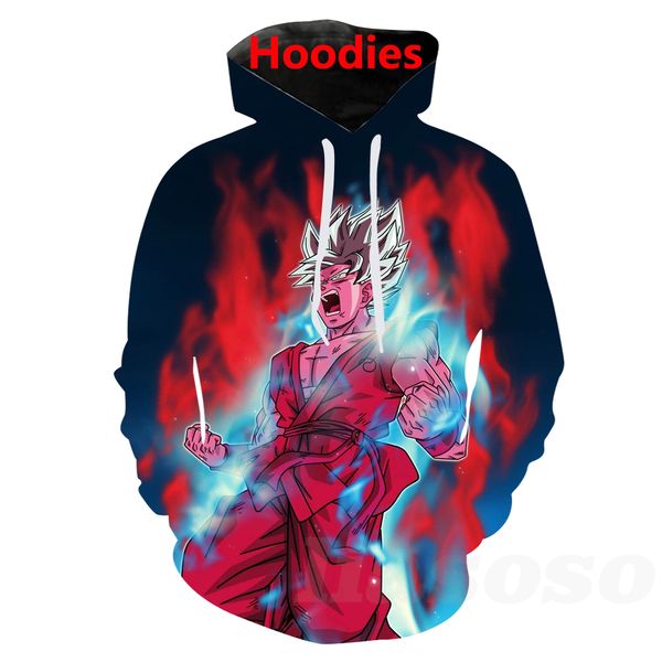 

dragonball super son goku 3d print hoody/tee shirts/sweatshirts/hoodies/pants men harajuku funny tee streetwear hip hop pullover, Black