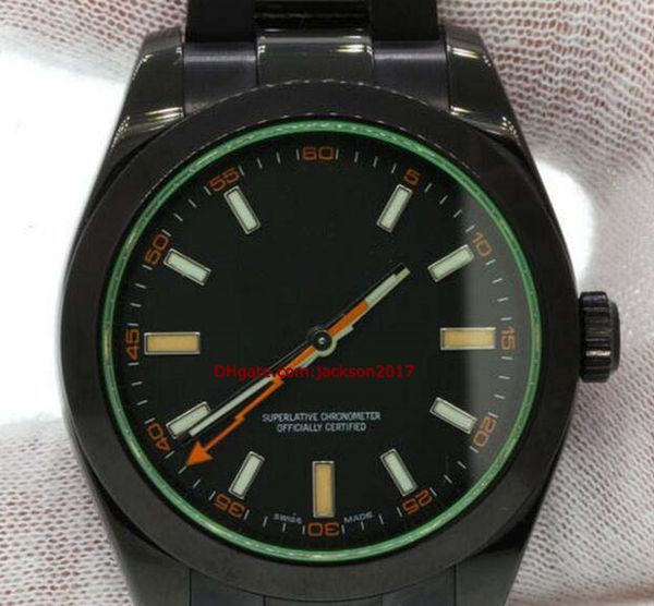 

christmas gift wristwatches green crystal black dial 116400 g series in pvd, Slivery;brown