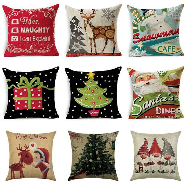 

flax snowflake elk style cushion cover merry christmas santa claus home decorative pillows cover 2019