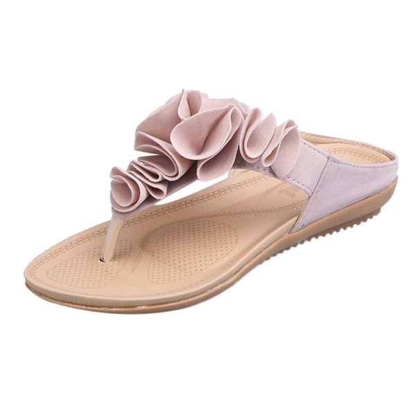 

new arrival women's summer beach flip flops indoor outdoor casual flat shoes fashion lady pretty floral sandals brand new shoes, Black