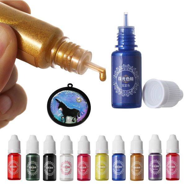 

1pc new fashion 10ml liquid pearl resin pigment dye multicolor uv resin epoxy for diy making crafts jewelry accessories 19 color