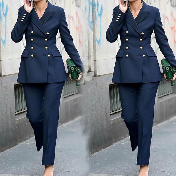 Abotoamento Mãe da Noiva Wear Suits Slim Fit Mulheres Trabalho senhoras festa à noite vestir para casamento (Jacket + calça)