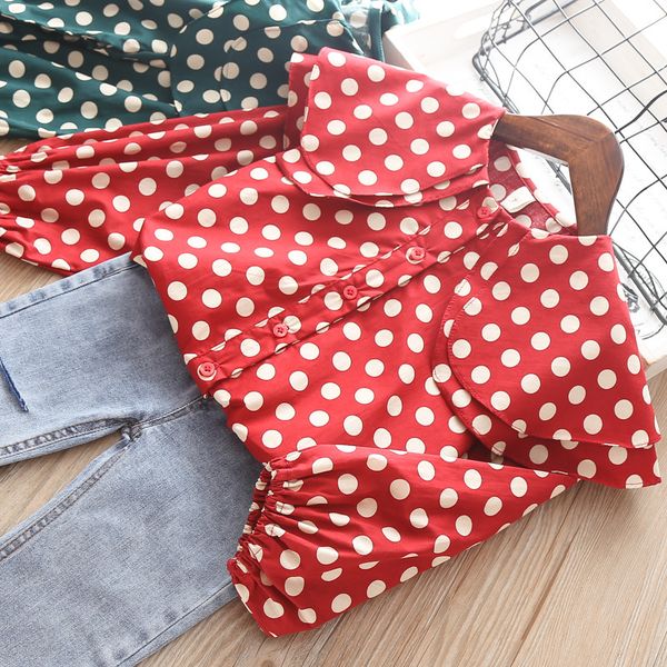 

girls shirt blouses for girl kids clothes fashion spring autumn korean lotus leaf shirts lantern sleeve wear child costume t200229, White;black