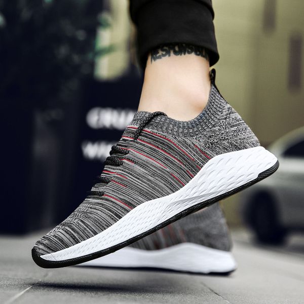 

men casual shoes male trainers brand men shoes lace-up flat fashion sneakers breathable comfortable walking, Black